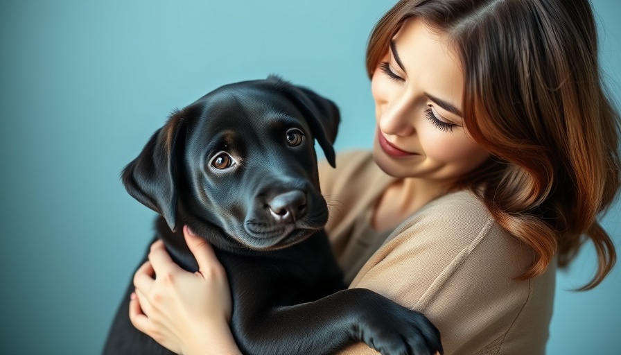 Pet adoption in Upstate: Woman holds black Labrador puppy.