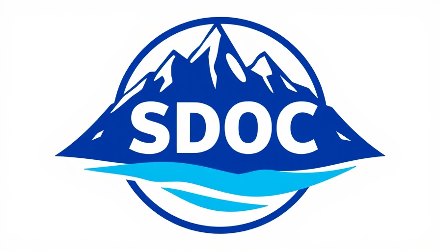 SDOC logo depicting blue mountains.