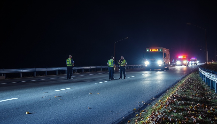 I-85 Rollover Accident scene at night with responders.