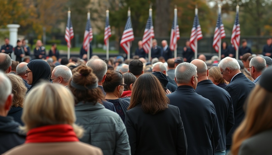 Patriot Day Remembrance Ceremony with people honoring and remembering.