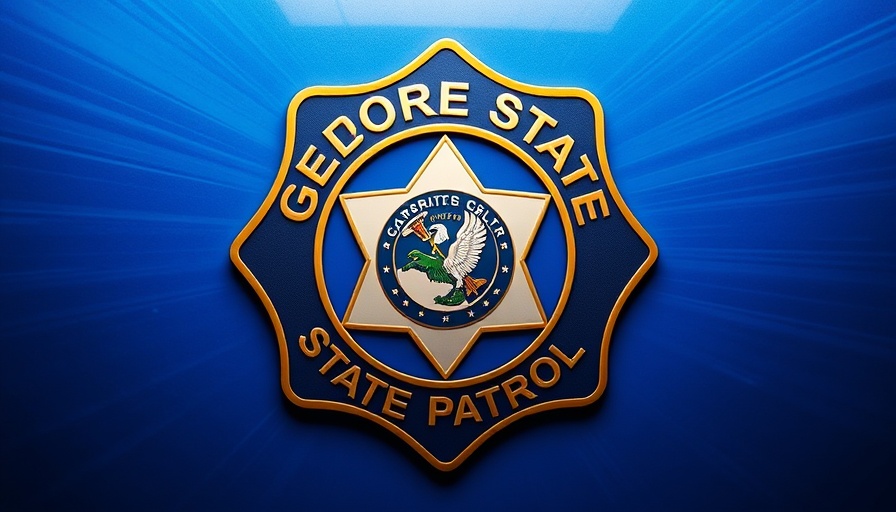 Georgia State Patrol emblem against blue background, related to School Bus Safety Tragedy in Screven County.