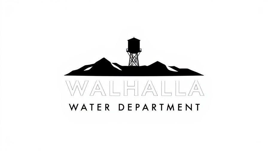 Walhalla Water Department logo with mountains and cityscape.