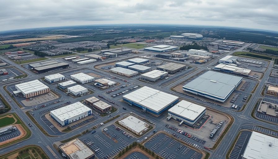 Aerial view of HL-GA Battery Company's large industrial complex.
