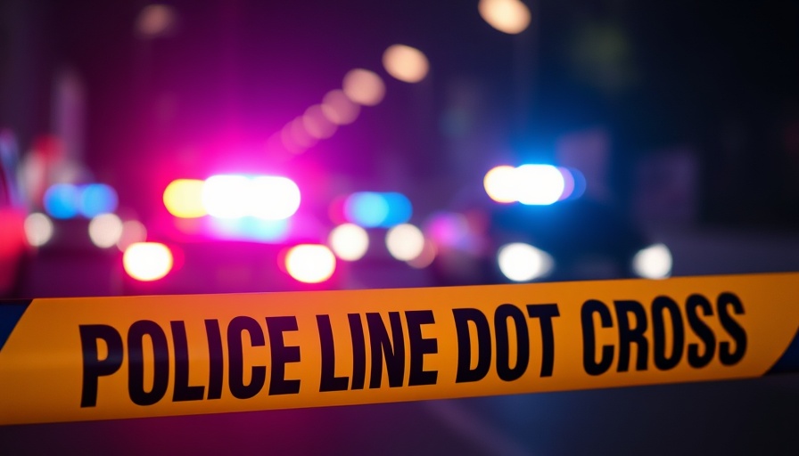 Police line and lights at crime scene - human remains identified as missing man.