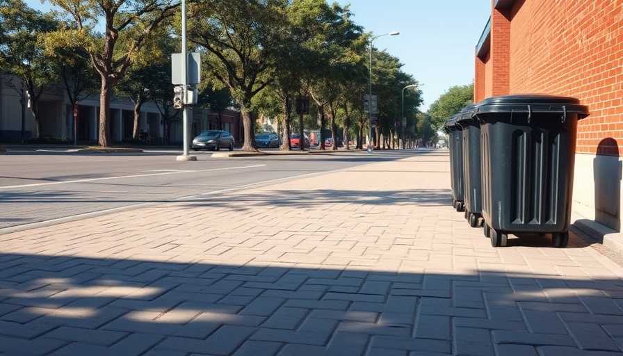 Clemson community cleanup efforts shown with tidy trash cans on a clean street.