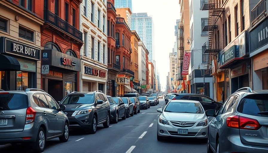 Busy Broad Street parking scene with storefronts.
