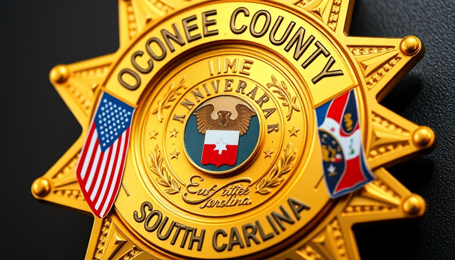 Oconee County Sheriff badge emblem with state symbols.