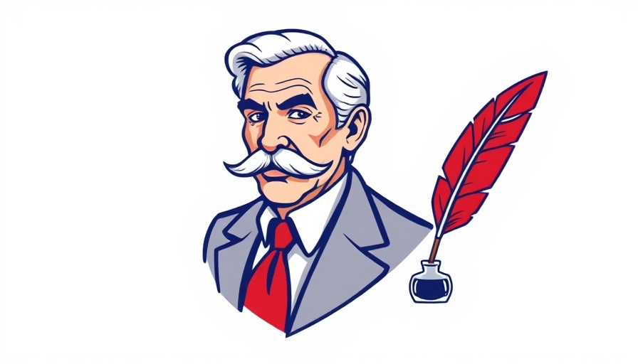 Illustrated older man with mustache in Gaffney Ledger logo.