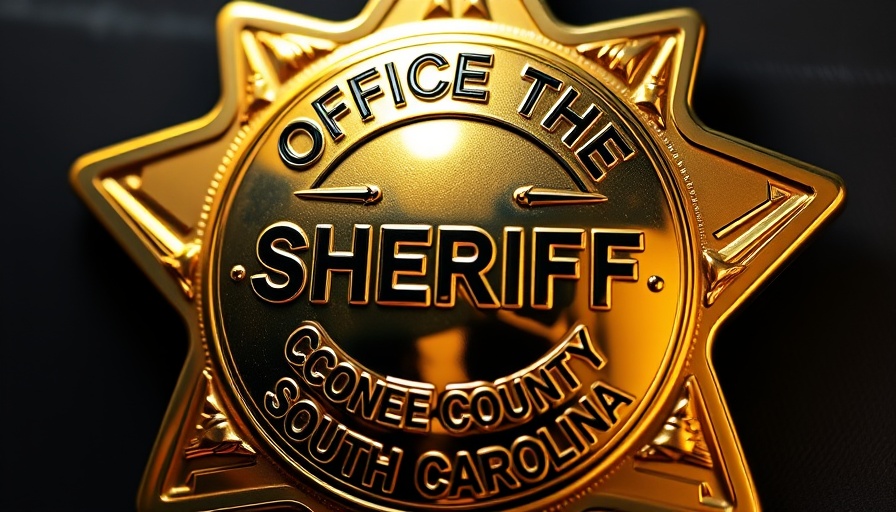 Sheriff's badge emblem of Oconee County, gold and detailed.