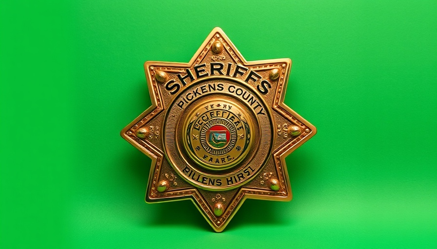Pickens County Sheriff’s Office badge on green background.
