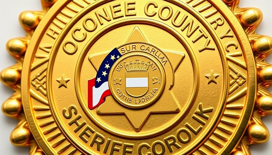 Oconee County Sheriff's badge for Drug Sweep 2025 initiative.