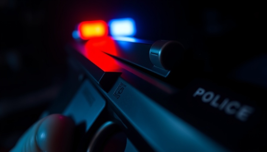 Illustration of a handgun with police lights reflects the theme of Spartanburg County shooting arrests.
