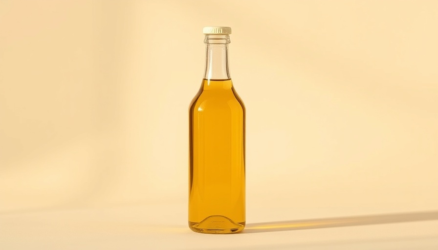 Castor oil bottle on a beige surface, illustrating 'Does Castor Oil Really Help You Debloat?'