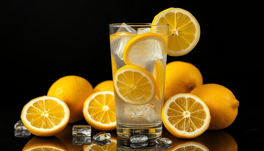 Drink lemon water with fresh lemons and a caution sign.