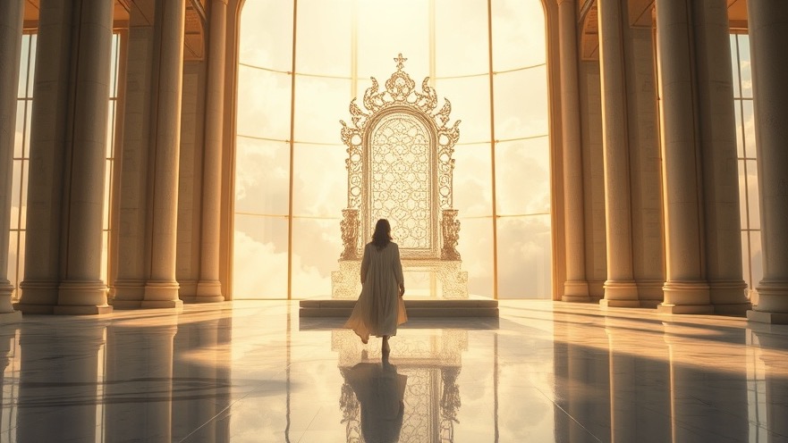 A poised figure approaches a radiant glass throne, symbolizing the power of prayer and personal breakthroughs.