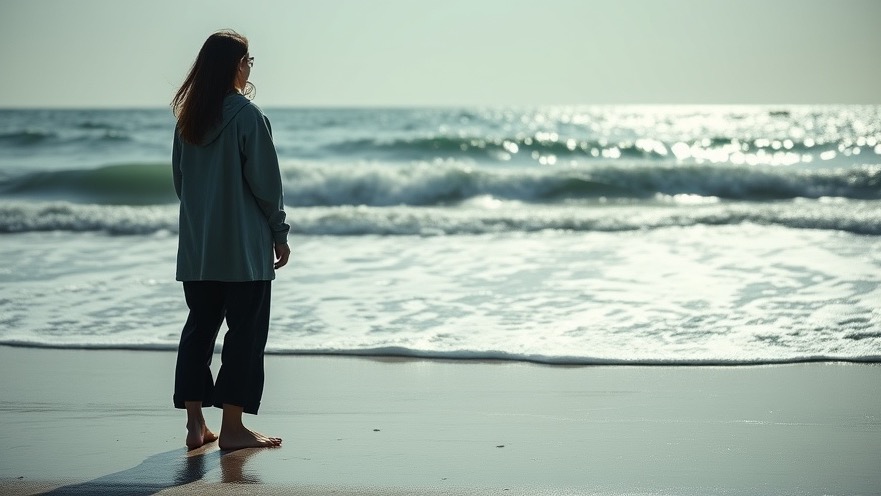 Young woman on a sunlit beach embracing spiritual refreshment and divine renewal.