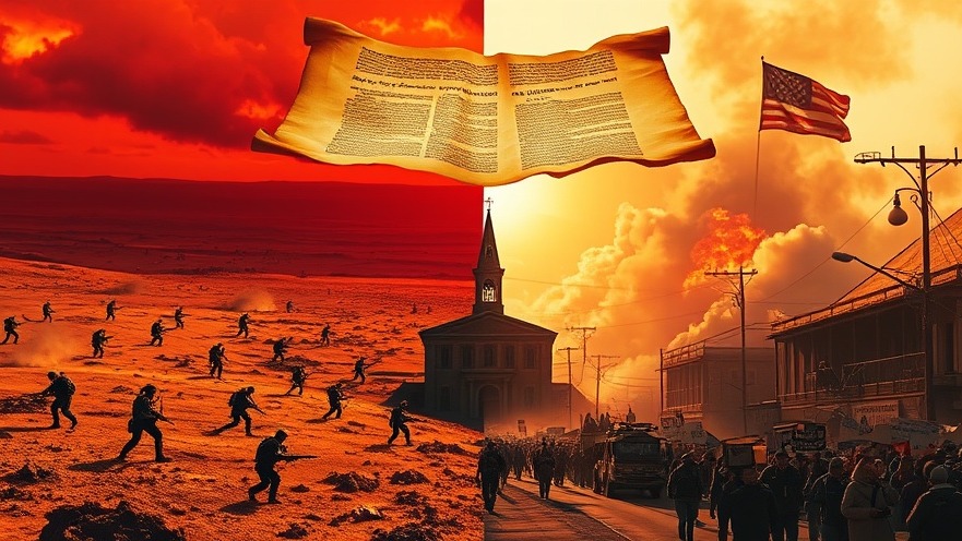 Dramatic split-screen of spiritual warfare in America and the Middle East.