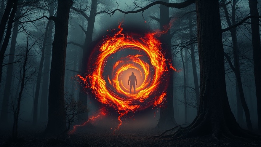 Fiery portal in a dark forest, reflecting Joseph Z's prophetic messages on spiritual warfare.