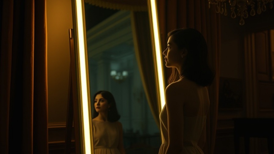 A young woman reflects on personal breakthroughs in a softly lit, elegant interior.