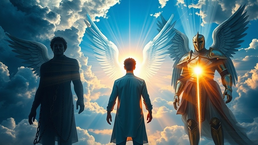 Transformation scene illustrating 'Change Actions By Changing Beliefs' with ethereal light and shadow.