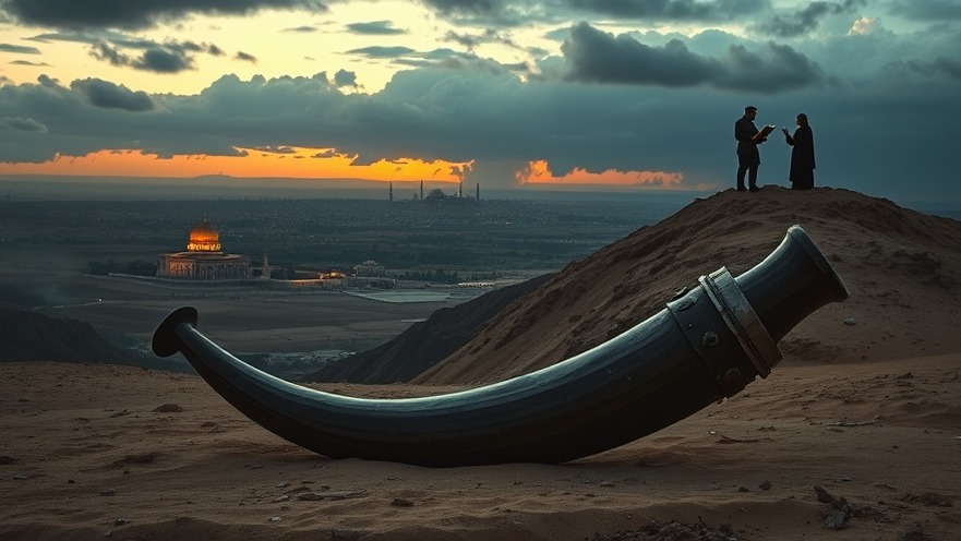 Urgent prayer and spiritual intercession in a war-torn desert, inspired by biblical prophecy.