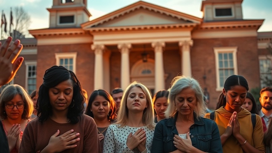A diverse group prays unitedly at Independence Hall, embodying Dutch Sheets' revival spirit.