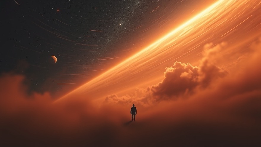 A lone figure in cosmic void symbolizes personal breakthrough in JosephZ's spiritual warfare.