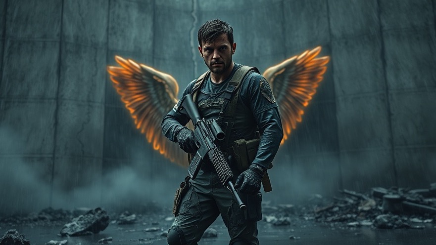 Battle-hardened soldier surrounded by warrior angels, embodying intercessory prayer and spiritual warfare.