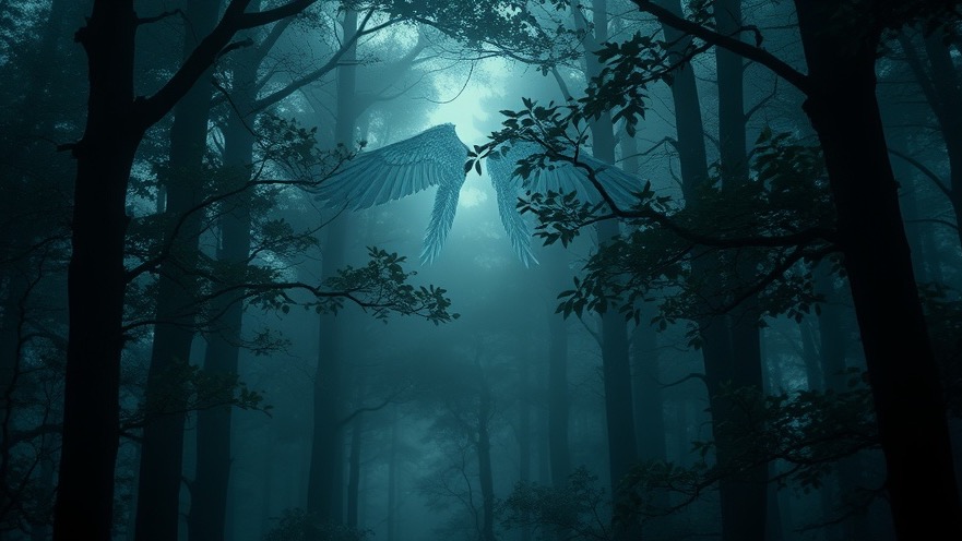 Mystical forest scene with angelic activation, enchanted lights, and ethereal wings.