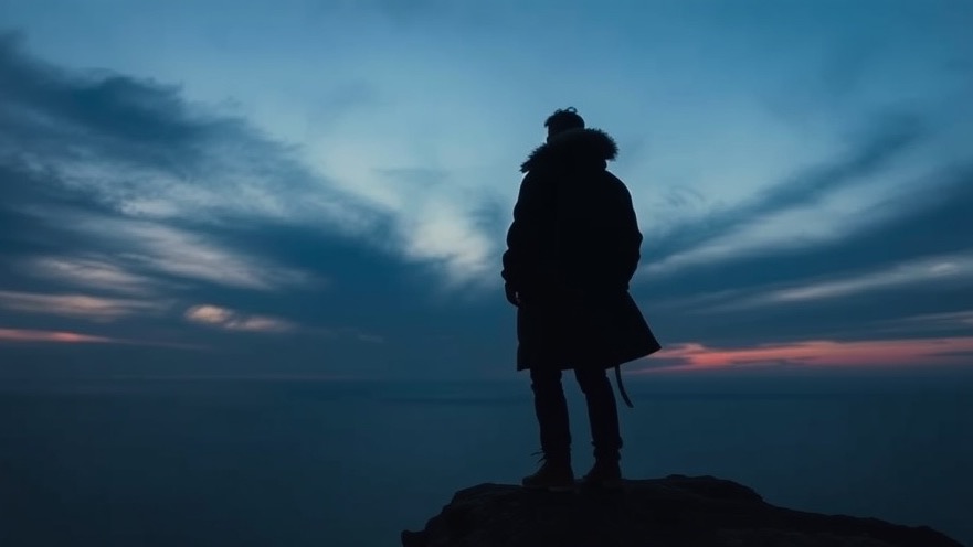 Solitary figure on cliff at twilight, embodying discernment and revival, inspired by Rick Renner.