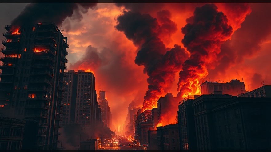 Apocalyptic cityscape depicting Antichrist prophetic significance with chaos and destruction.