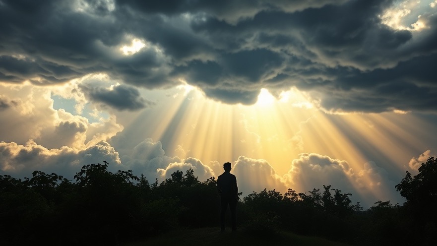 Dramatic weather manipulation scene with swirling clouds and sunlight, reflecting biblical stewardship.