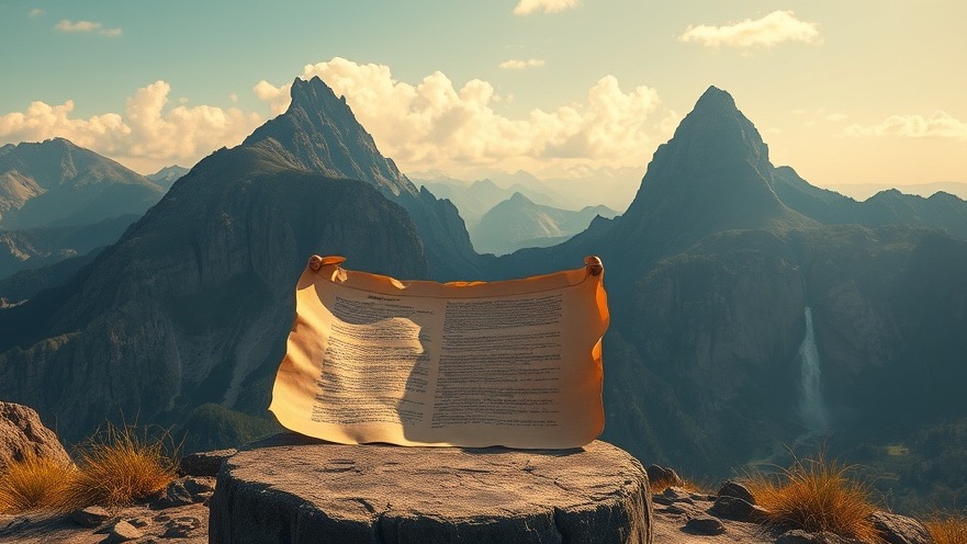 Ancient scroll glowing with prophetic words on a hilltop, inspiring spiritual awakening.