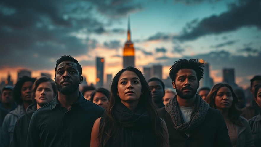 Diverse individuals standing against a dusky skyline embodying Dutch Sheets' spiritual warfare and prayer for America.