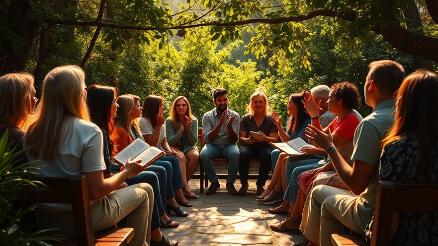 Diverse believers engage in uplifting conversation, embodying spiritual warfare and prophetic insights.