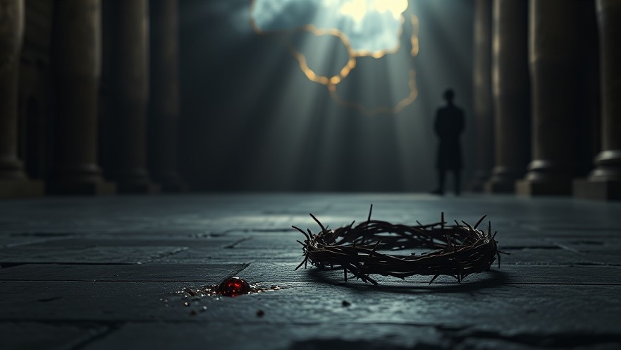 A courtroom with a crown of thorns, symbolizing spiritual warfare and rejection.