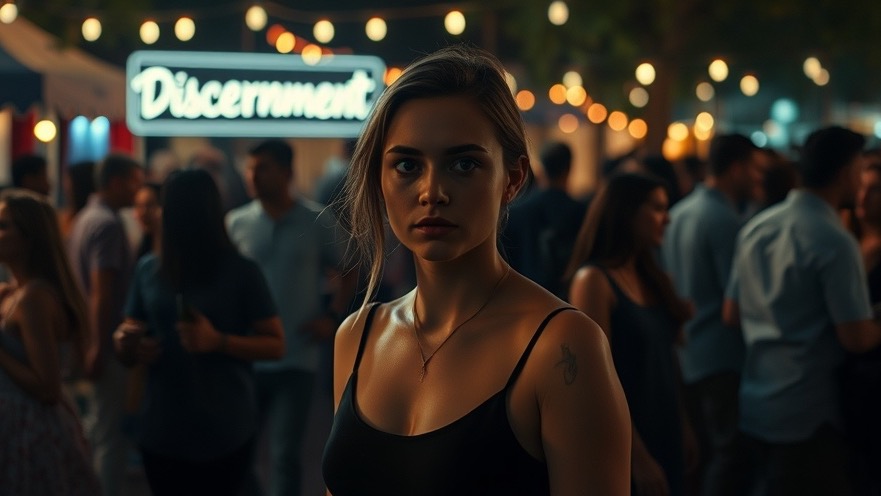 A young woman shows discernment amidst a bustling party, embodying spiritual breakthrough.