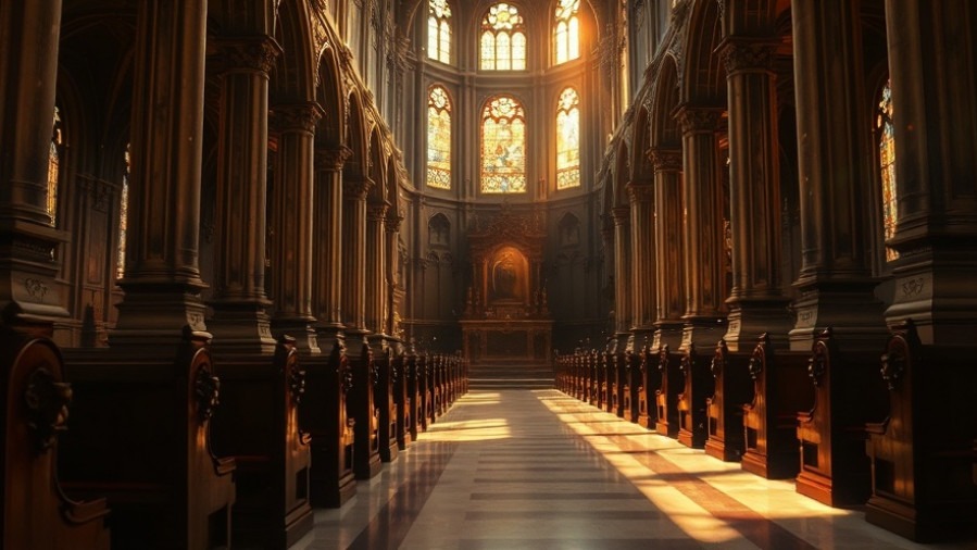 Spiritual warfare insights in a peaceful cathedral illuminated by stained glass.