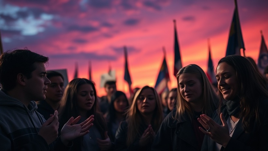 Young conservative women at a faith-driven activism rally, united in prayer and hope.