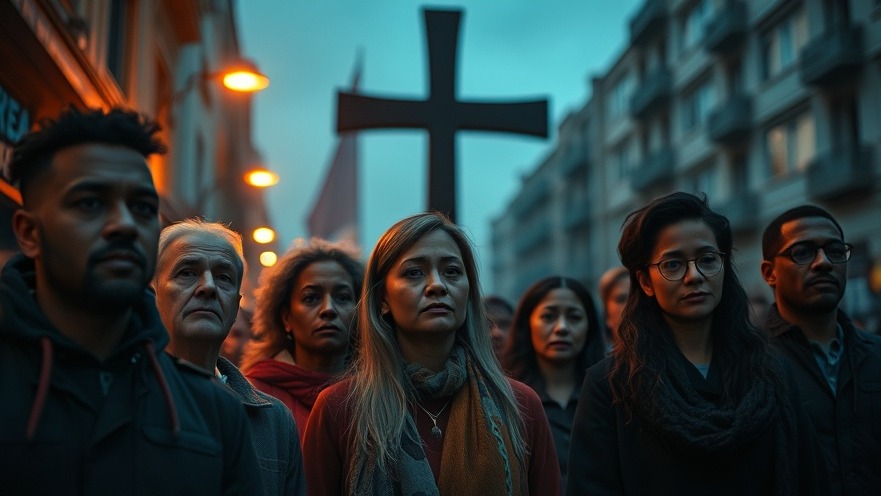 Diverse group united in faith resilience against cultural civil war in urban setting
