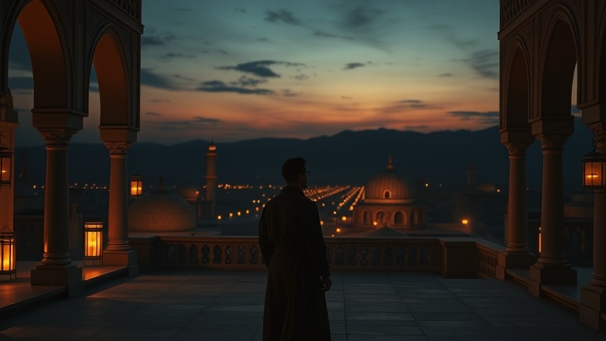 Two individuals in a mystical Middle Eastern setting discussing prophetic predictions.
