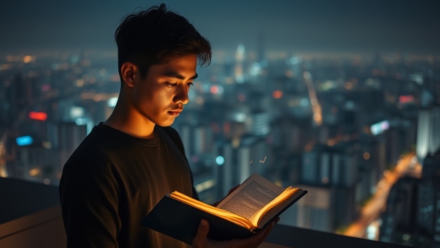 Person on a rooftop at night, reading about God's grace and spiritual alignment.
