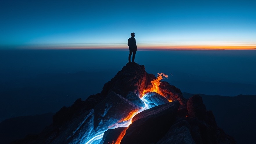 A lone figure at a mountain peak symbolizes spiritual warfare and personal breakthrough.