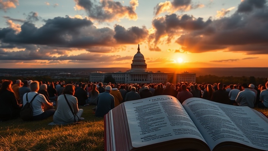 Unified prayer at sunset for the Wisconsin Supreme Court election, symbolizing societal transformation.