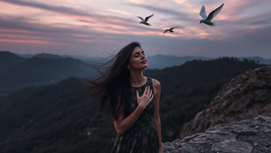 A woman in surrender on a hillside embodies goodness in the Bible and the fruits of the spirit.