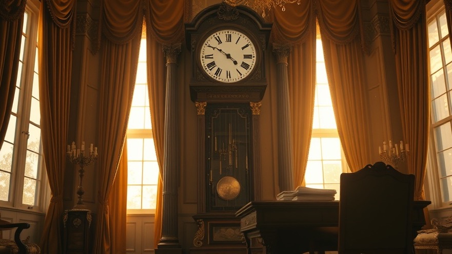 A majestic grandfather clock symbolizes divine purpose and faith decisions.
