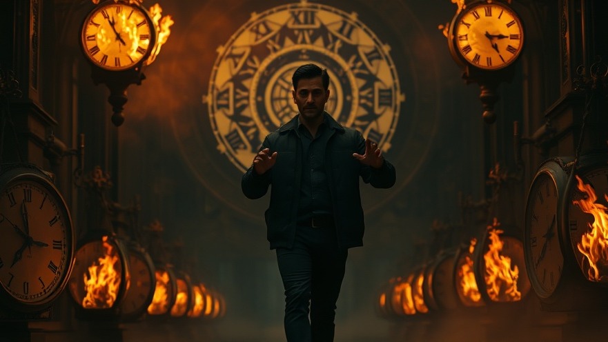 JosephZ's prophetic believers walk with faith, surrounded by an eternal flame's dramatic glow.