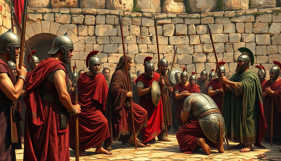 Dramatic Roman scourging depiction, historical setting