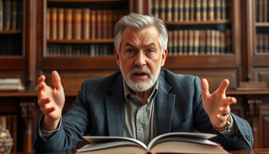 Middle-aged man passionately speaking at a desk with a book, Rick Renner context.