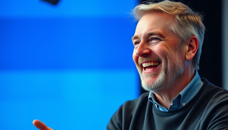 Middle-aged man discussing power evangelism in a modern studio.